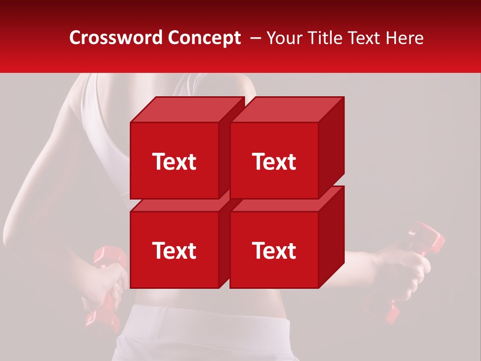 A Woman Holding Two Red Dumbs In Her Hands PowerPoint Template