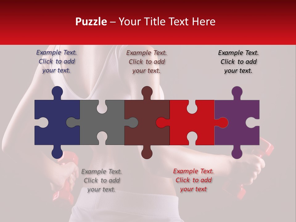 A Woman Holding Two Red Dumbs In Her Hands PowerPoint Template