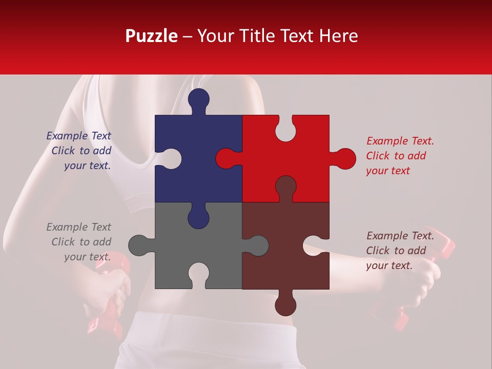 A Woman Holding Two Red Dumbs In Her Hands PowerPoint Template