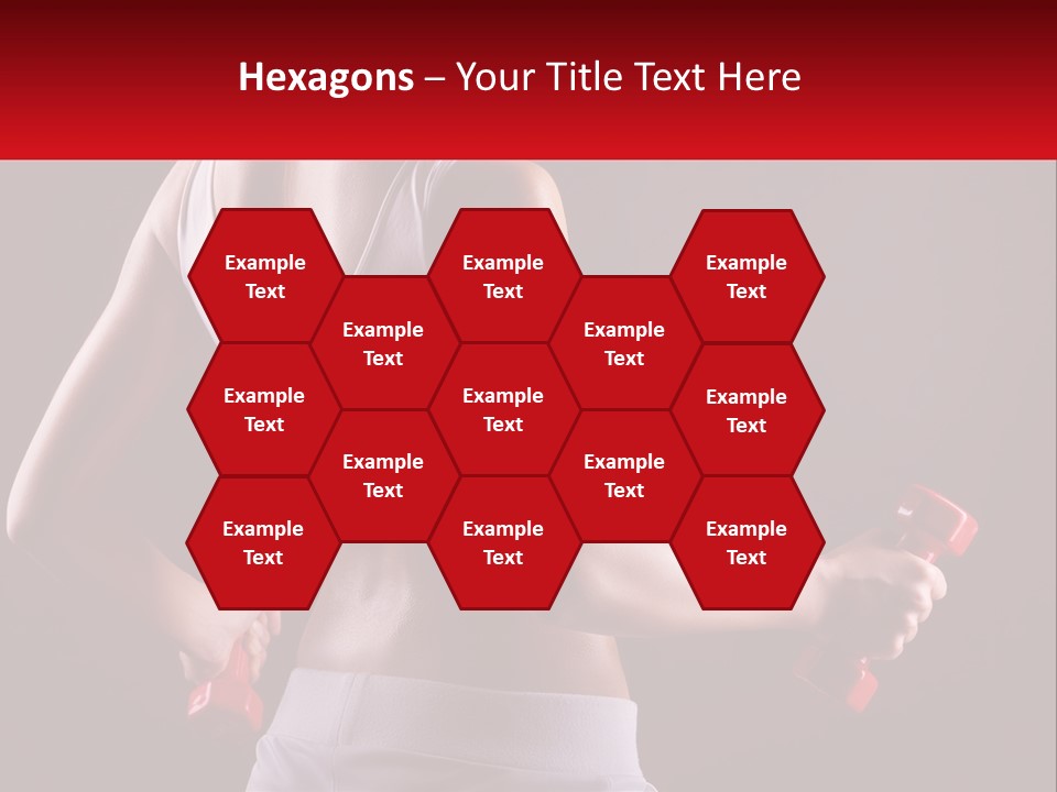 A Woman Holding Two Red Dumbs In Her Hands PowerPoint Template