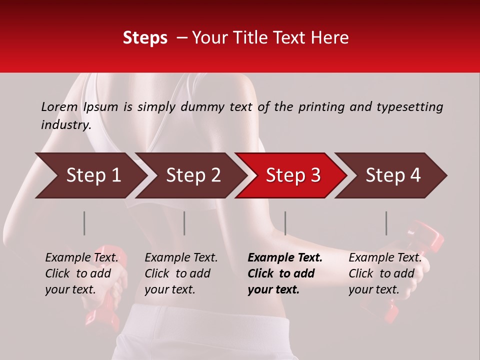 A Woman Holding Two Red Dumbs In Her Hands PowerPoint Template