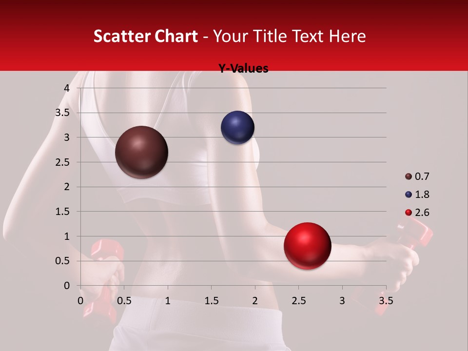 A Woman Holding Two Red Dumbs In Her Hands PowerPoint Template