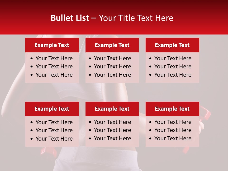 A Woman Holding Two Red Dumbs In Her Hands PowerPoint Template