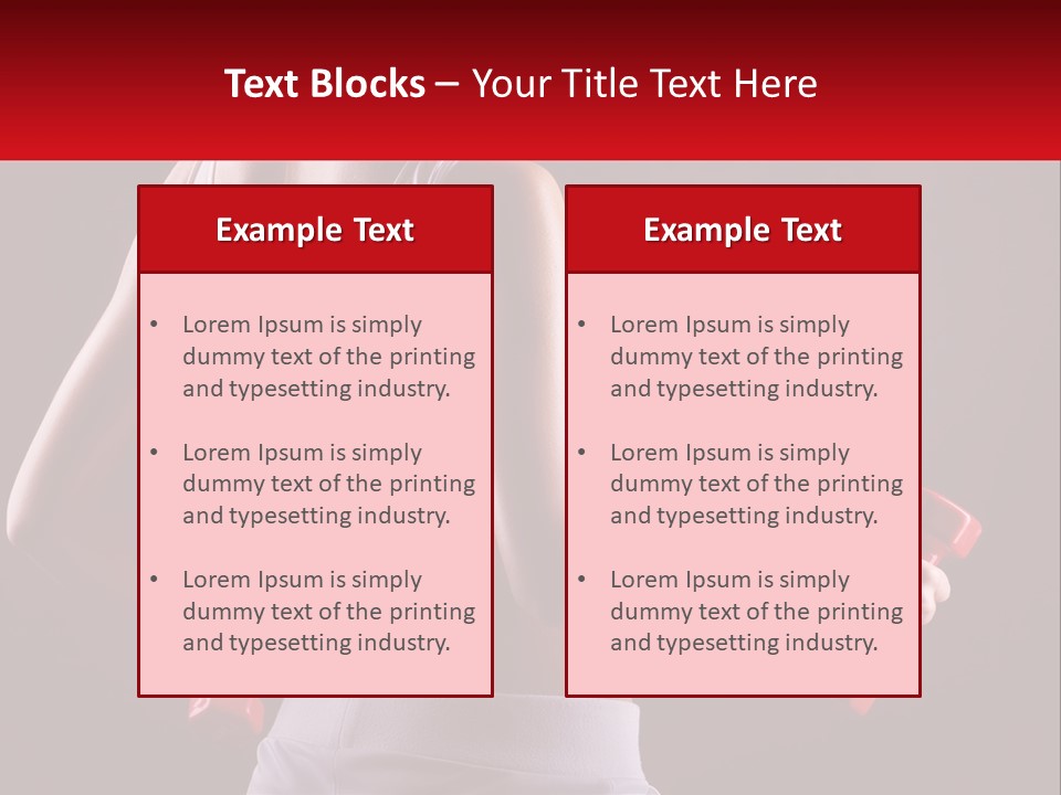 A Woman Holding Two Red Dumbs In Her Hands PowerPoint Template