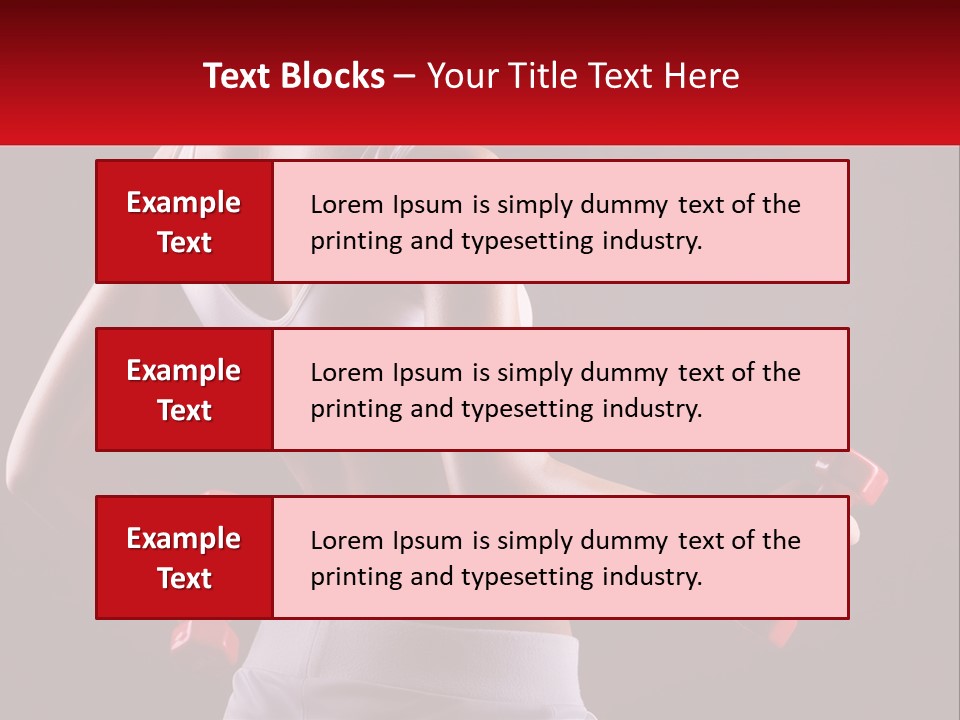 A Woman Holding Two Red Dumbs In Her Hands PowerPoint Template