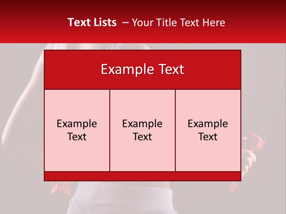 A Woman Holding Two Red Dumbs In Her Hands PowerPoint Template