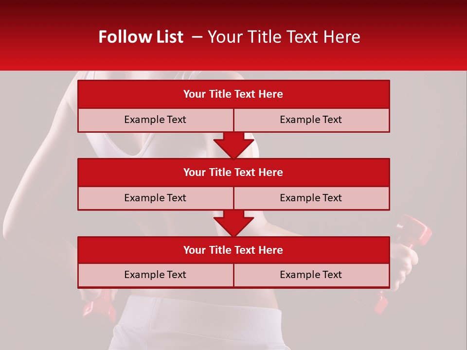 A Woman Holding Two Red Dumbs In Her Hands PowerPoint Template