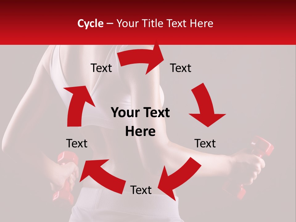 A Woman Holding Two Red Dumbs In Her Hands PowerPoint Template