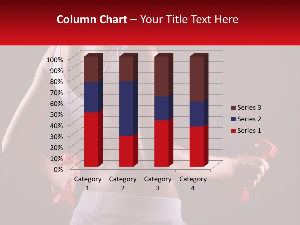 A Woman Holding Two Red Dumbs In Her Hands PowerPoint Template