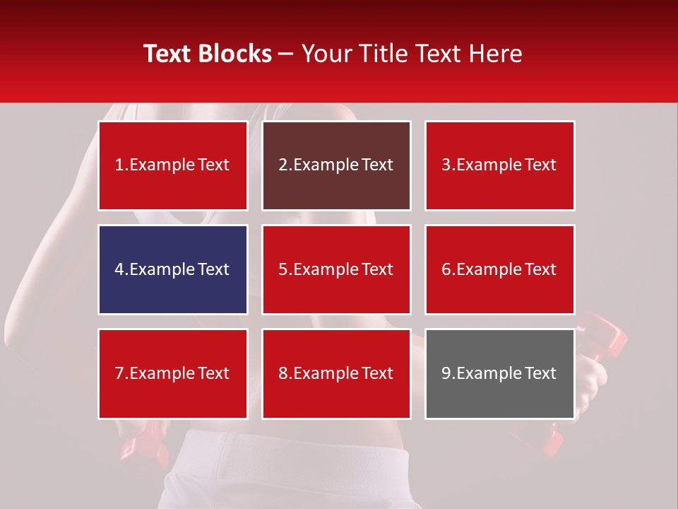 A Woman Holding Two Red Dumbs In Her Hands PowerPoint Template