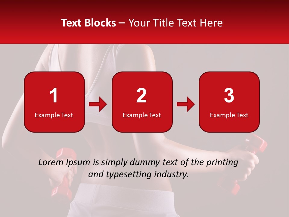 A Woman Holding Two Red Dumbs In Her Hands PowerPoint Template