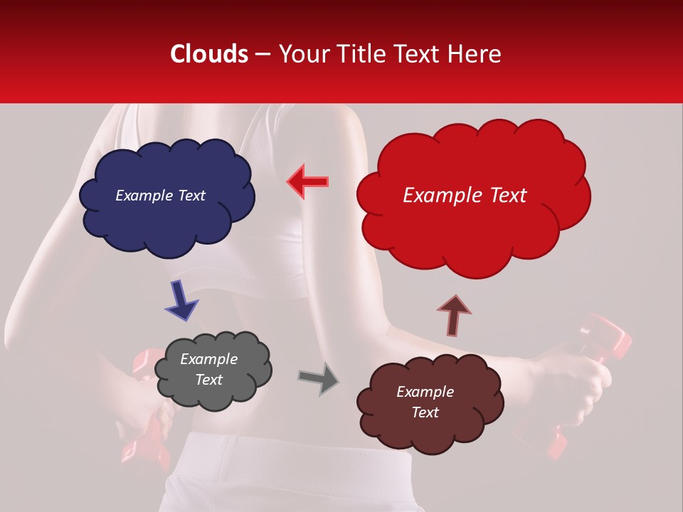 A Woman Holding Two Red Dumbs In Her Hands PowerPoint Template