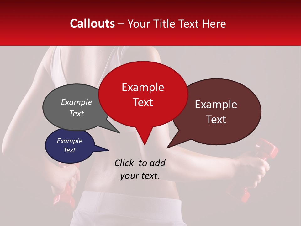 A Woman Holding Two Red Dumbs In Her Hands PowerPoint Template
