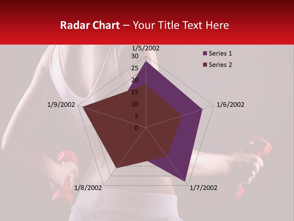 A Woman Holding Two Red Dumbs In Her Hands PowerPoint Template