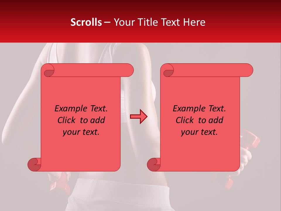 A Woman Holding Two Red Dumbs In Her Hands PowerPoint Template