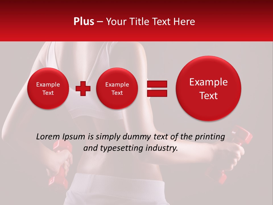 A Woman Holding Two Red Dumbs In Her Hands PowerPoint Template