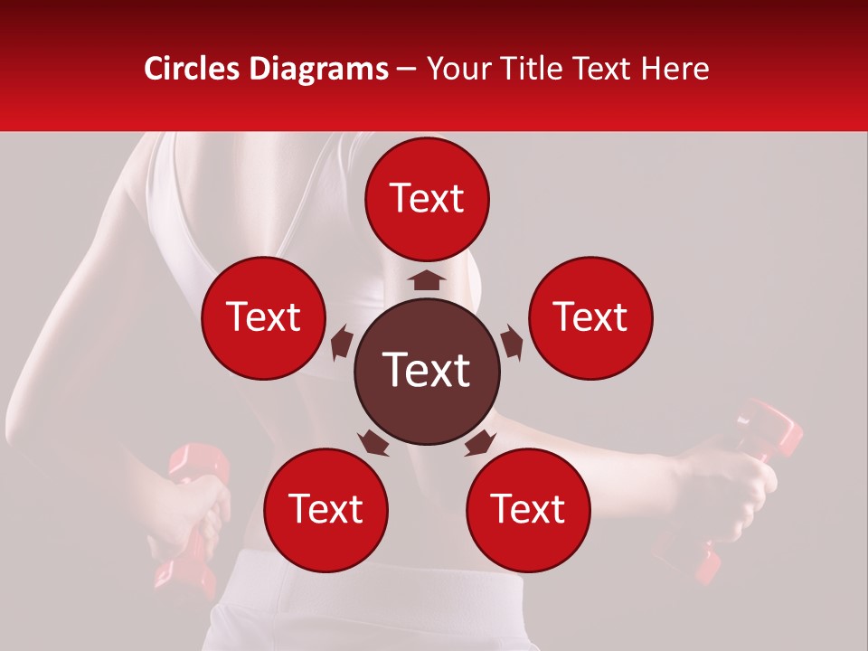 A Woman Holding Two Red Dumbs In Her Hands PowerPoint Template
