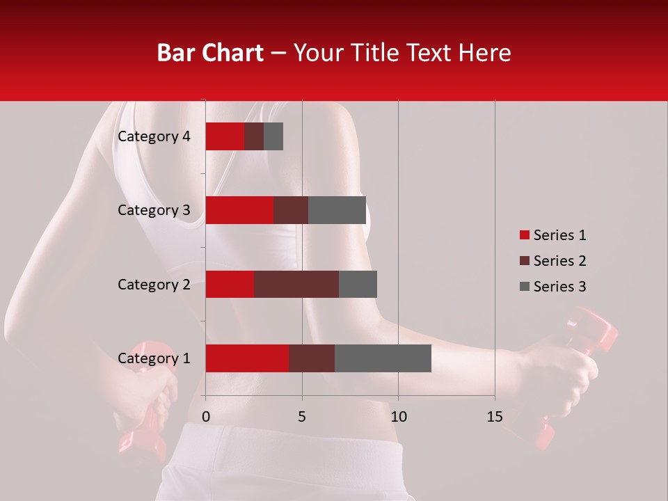 A Woman Holding Two Red Dumbs In Her Hands PowerPoint Template