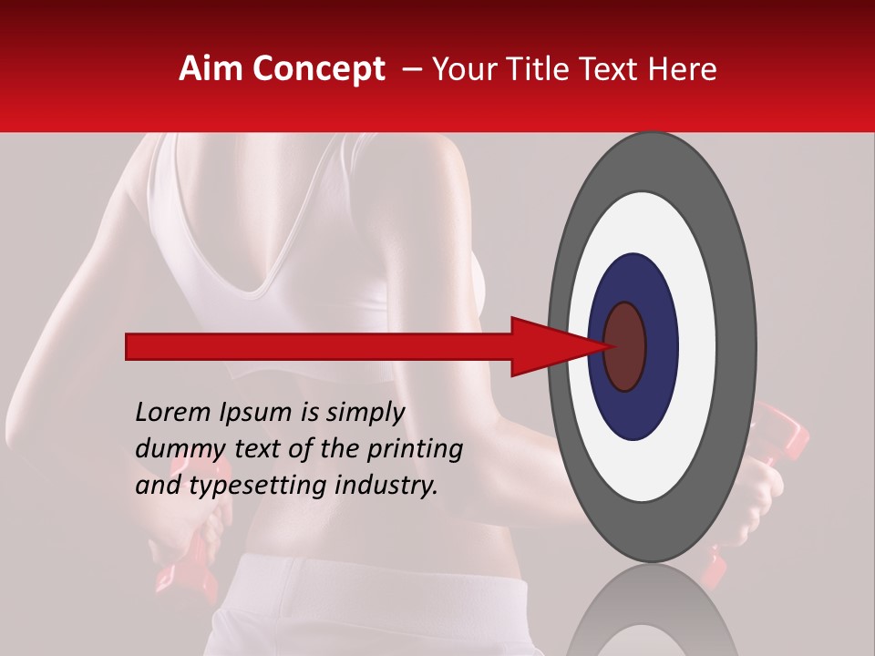 A Woman Holding Two Red Dumbs In Her Hands PowerPoint Template