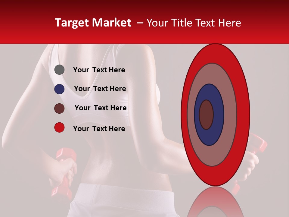 A Woman Holding Two Red Dumbs In Her Hands PowerPoint Template