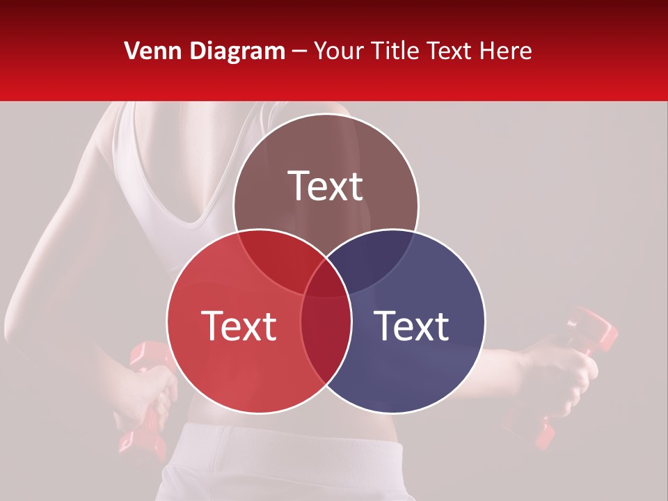 A Woman Holding Two Red Dumbs In Her Hands PowerPoint Template