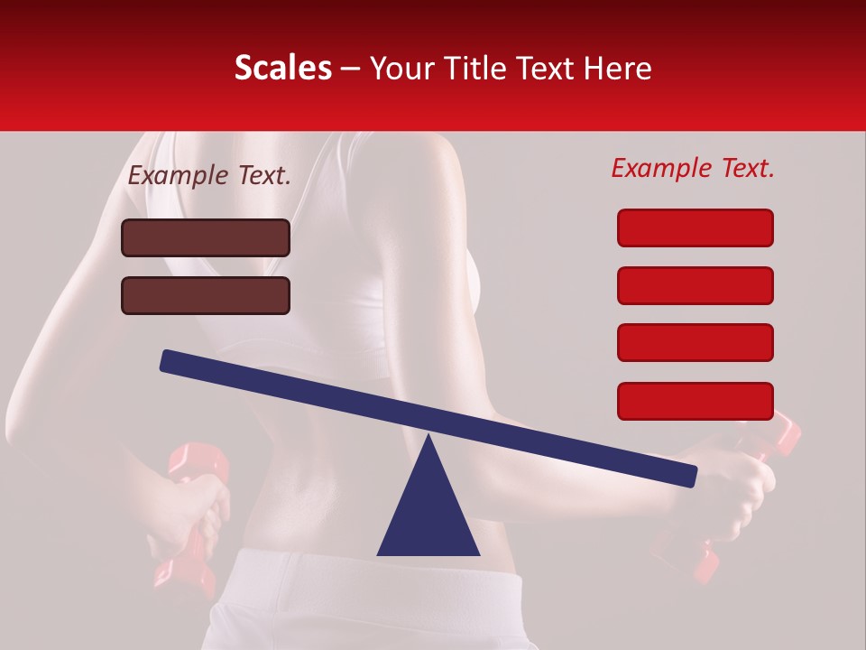 A Woman Holding Two Red Dumbs In Her Hands PowerPoint Template