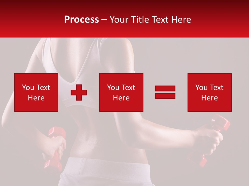A Woman Holding Two Red Dumbs In Her Hands PowerPoint Template