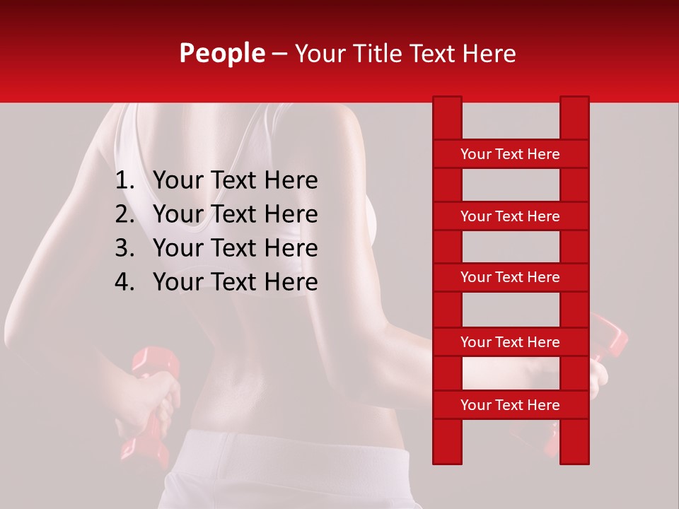 A Woman Holding Two Red Dumbs In Her Hands PowerPoint Template