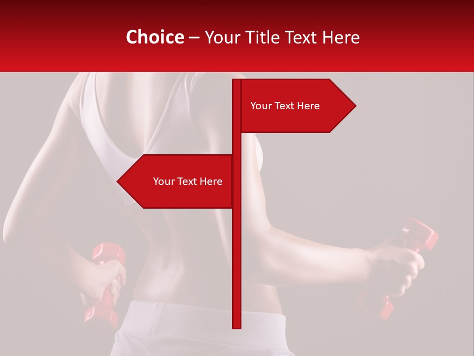 A Woman Holding Two Red Dumbs In Her Hands PowerPoint Template