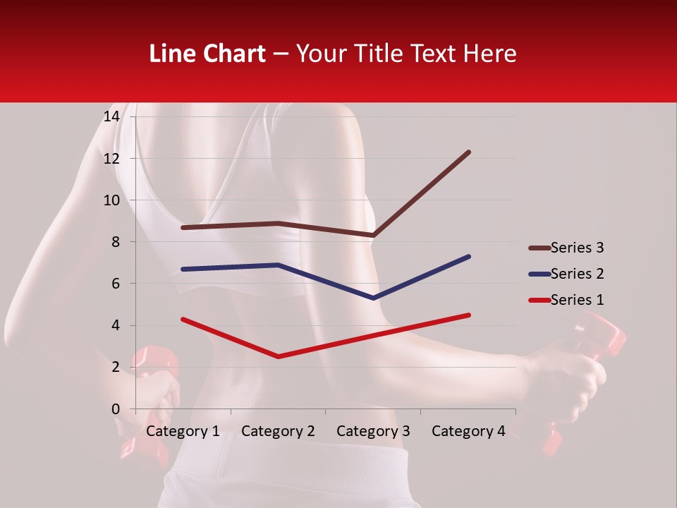 A Woman Holding Two Red Dumbs In Her Hands PowerPoint Template