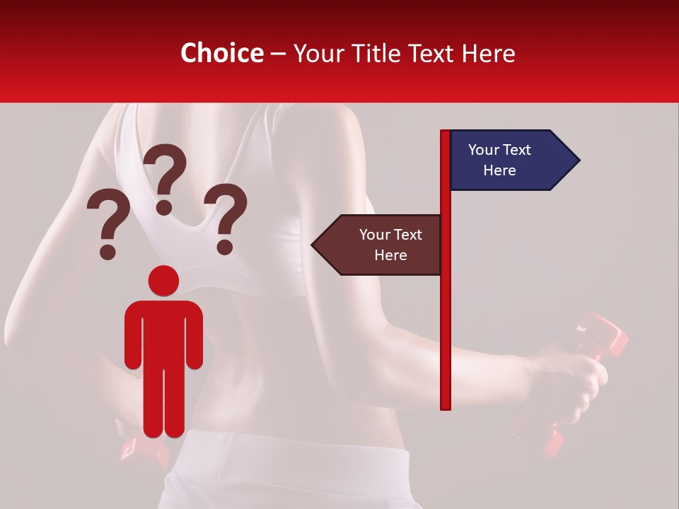 A Woman Holding Two Red Dumbs In Her Hands PowerPoint Template