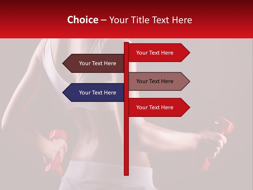 A Woman Holding Two Red Dumbs In Her Hands PowerPoint Template
