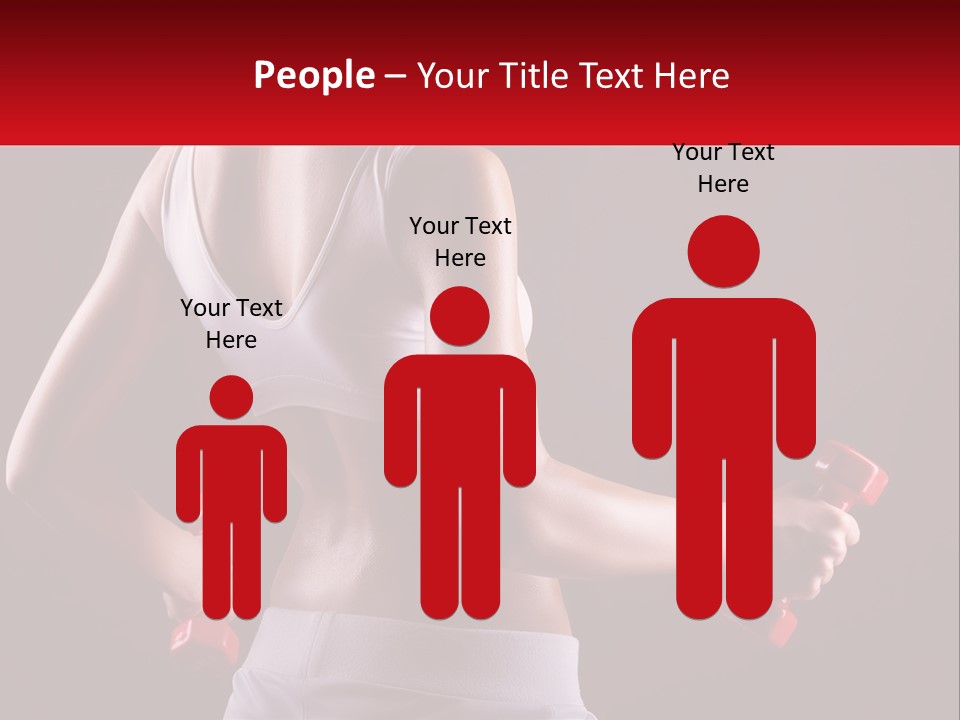 A Woman Holding Two Red Dumbs In Her Hands PowerPoint Template