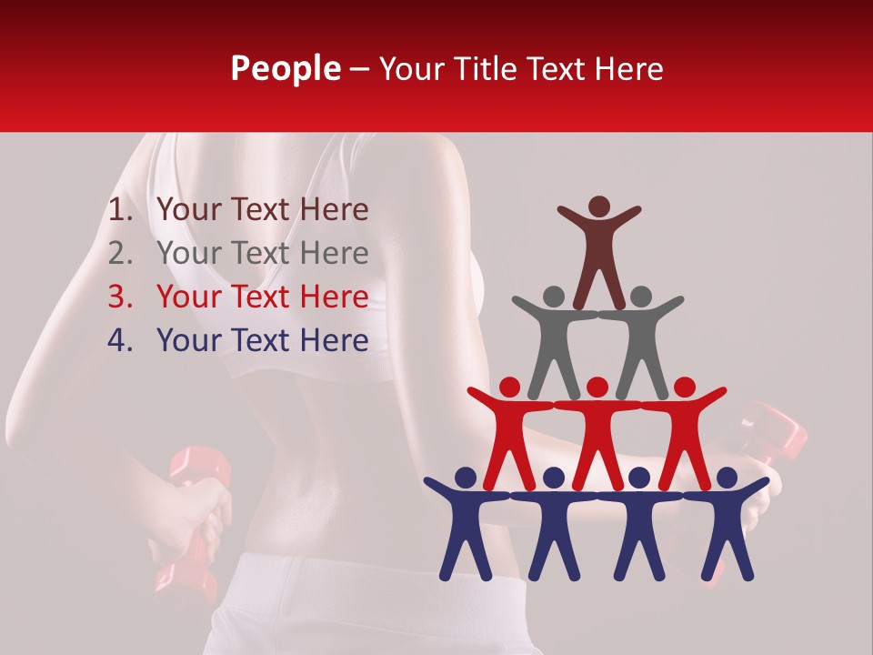 A Woman Holding Two Red Dumbs In Her Hands PowerPoint Template