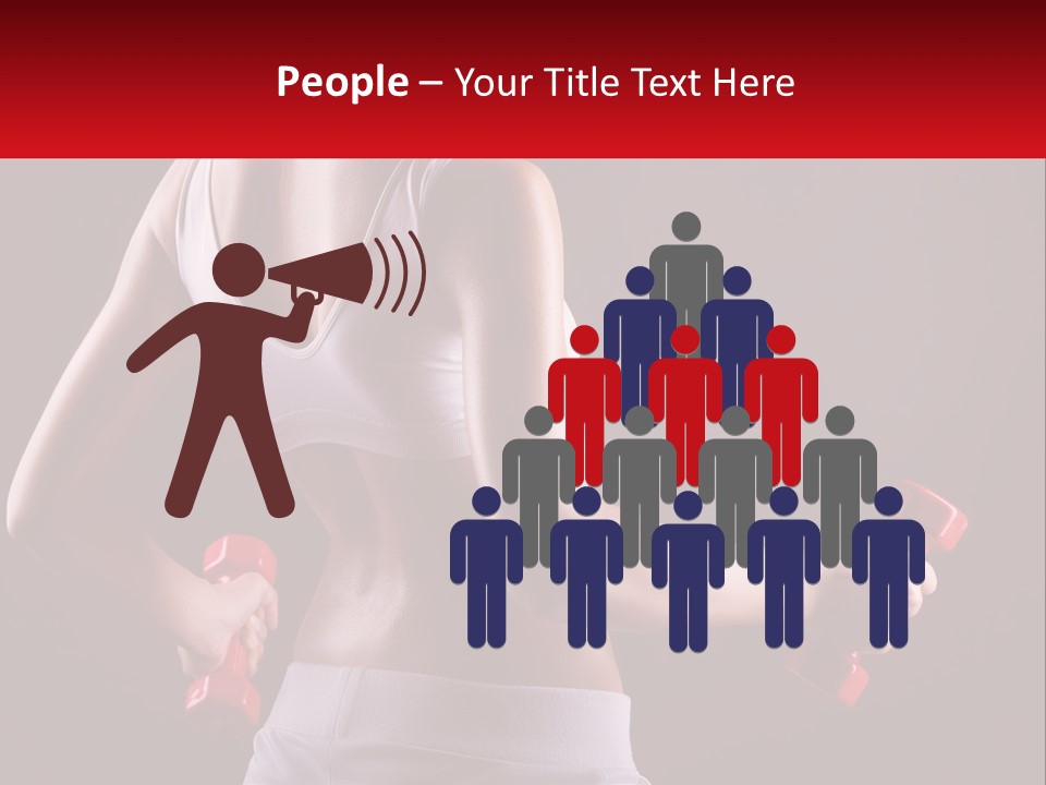 A Woman Holding Two Red Dumbs In Her Hands PowerPoint Template