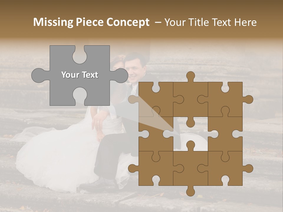 A Newly Married Couple Sitting On Steps In Front Of A Building PowerPoint Template