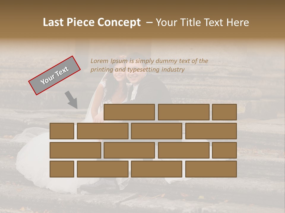 A Newly Married Couple Sitting On Steps In Front Of A Building PowerPoint Template