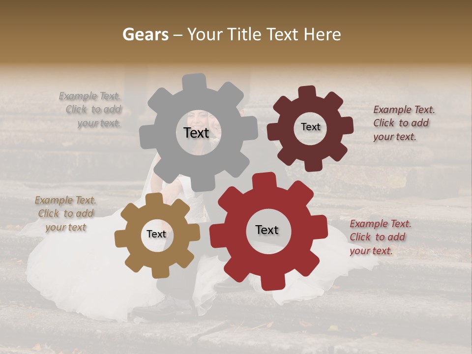 A Newly Married Couple Sitting On Steps In Front Of A Building PowerPoint Template