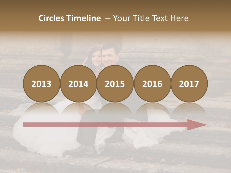 A Newly Married Couple Sitting On Steps In Front Of A Building PowerPoint Template