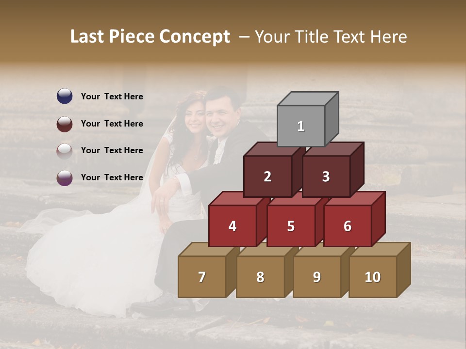 A Newly Married Couple Sitting On Steps In Front Of A Building PowerPoint Template