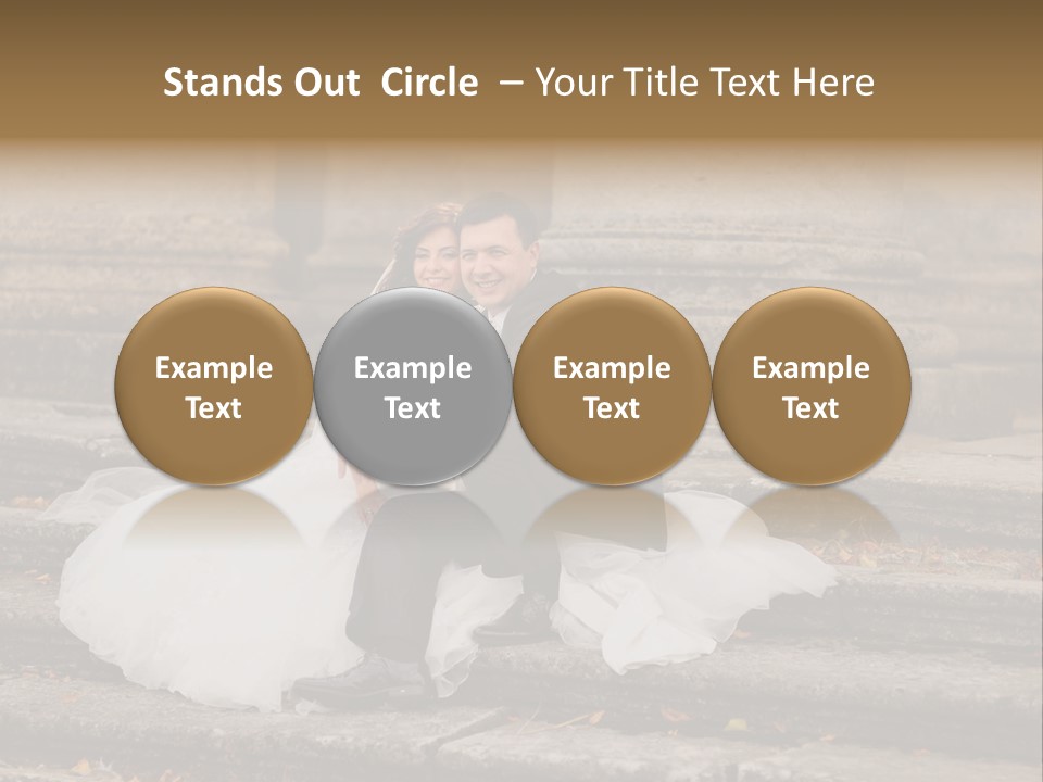 A Newly Married Couple Sitting On Steps In Front Of A Building PowerPoint Template