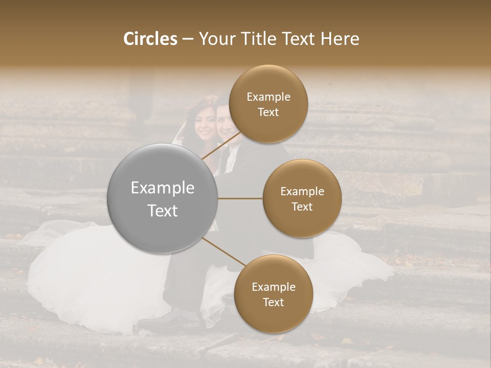 A Newly Married Couple Sitting On Steps In Front Of A Building PowerPoint Template