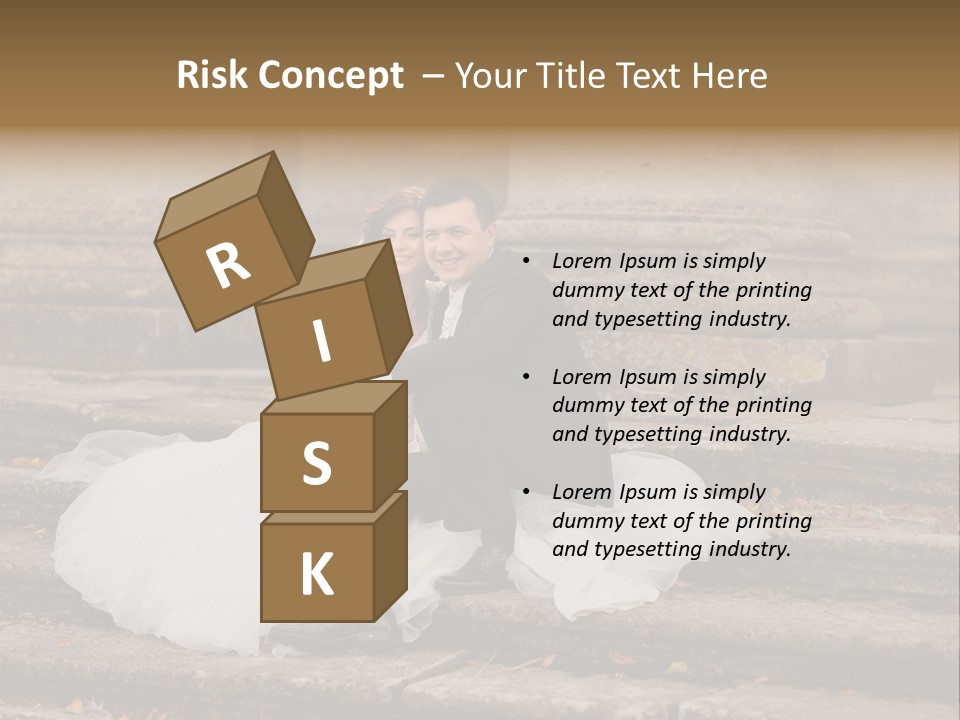 A Newly Married Couple Sitting On Steps In Front Of A Building PowerPoint Template