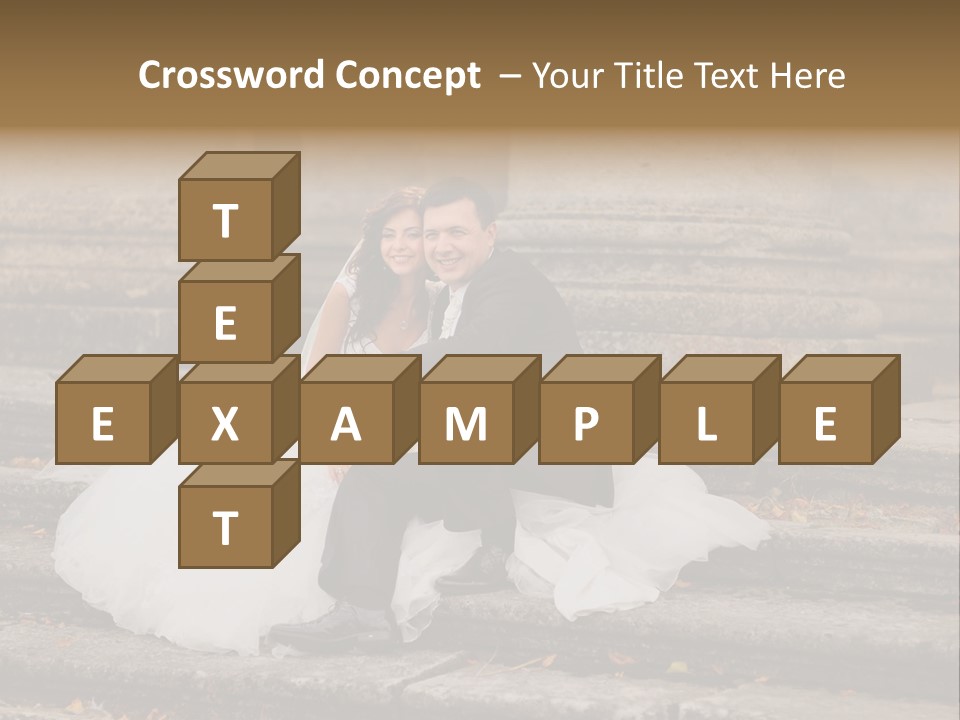 A Newly Married Couple Sitting On Steps In Front Of A Building PowerPoint Template