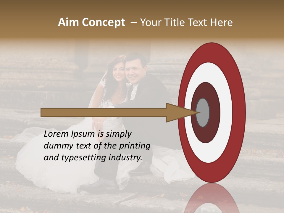 A Newly Married Couple Sitting On Steps In Front Of A Building PowerPoint Template