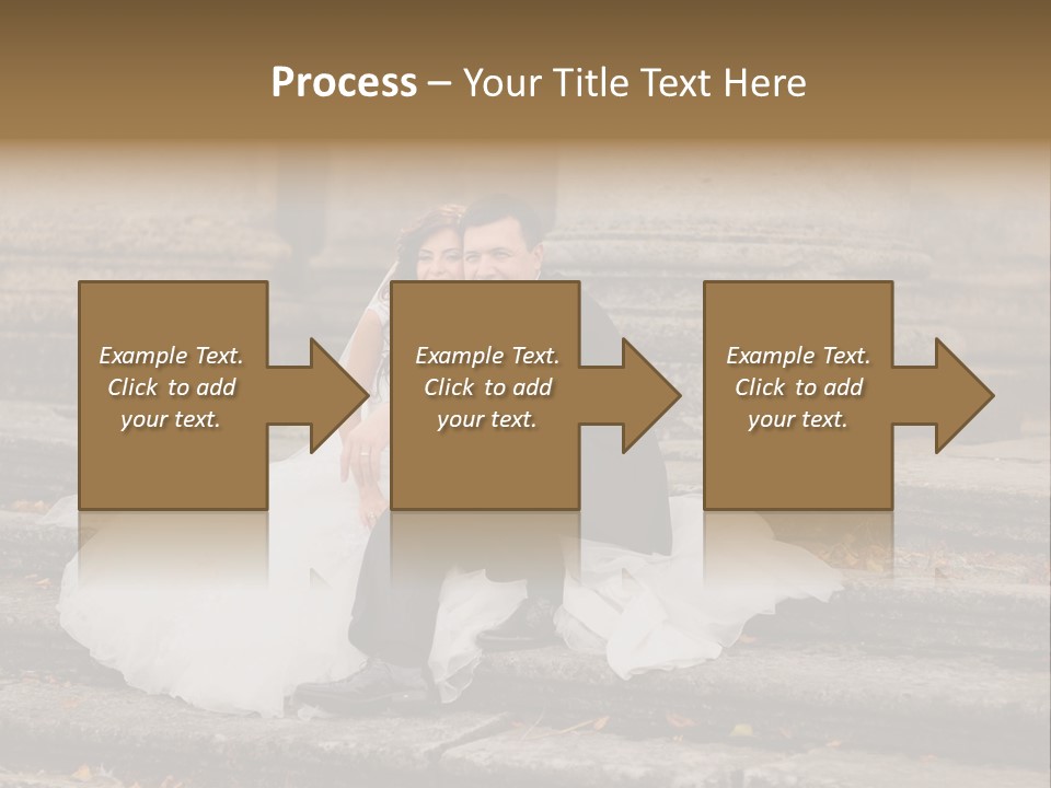 A Newly Married Couple Sitting On Steps In Front Of A Building PowerPoint Template