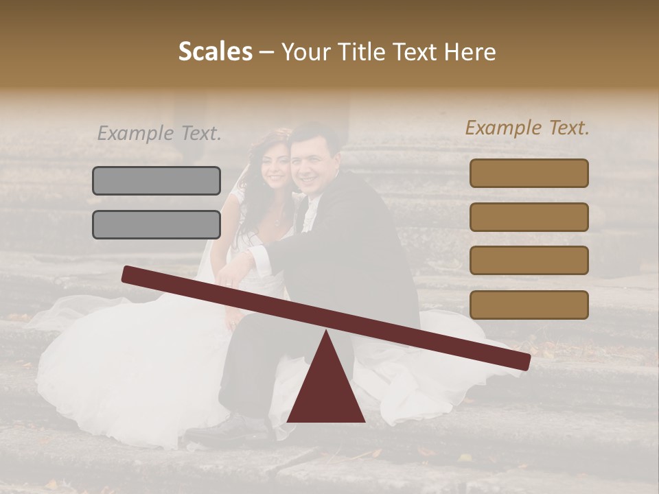 A Newly Married Couple Sitting On Steps In Front Of A Building PowerPoint Template