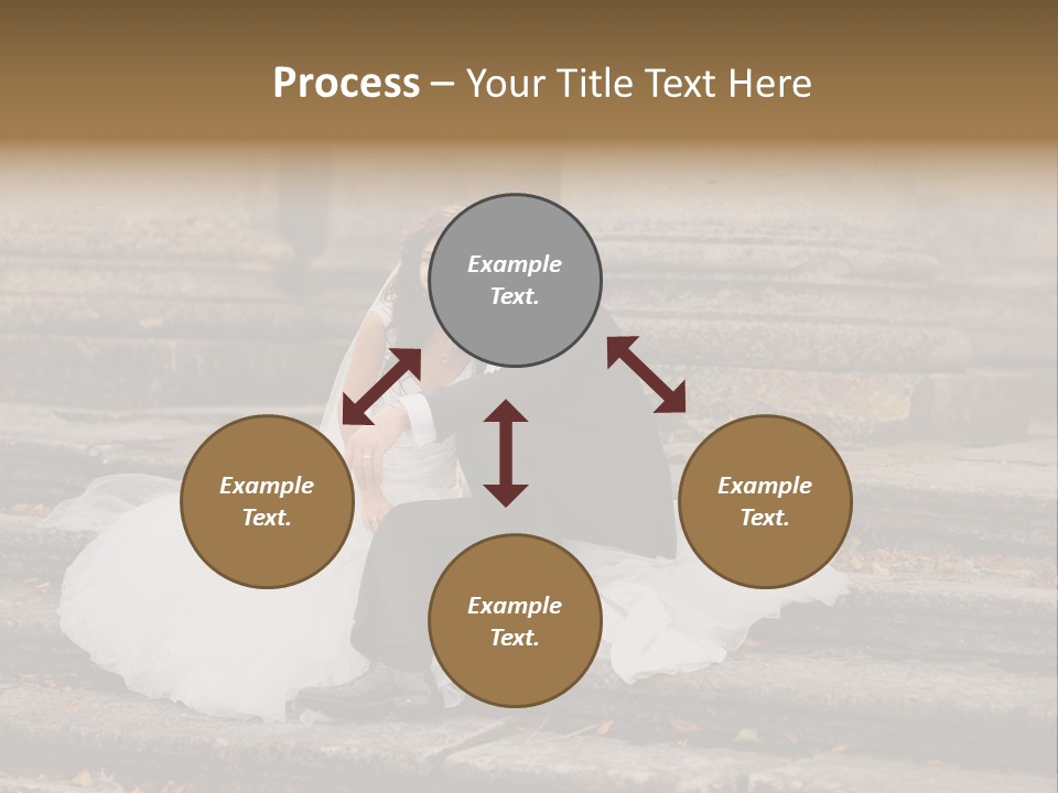 A Newly Married Couple Sitting On Steps In Front Of A Building PowerPoint Template