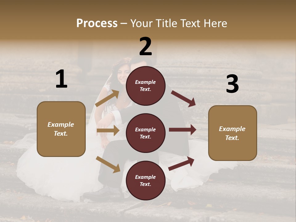 A Newly Married Couple Sitting On Steps In Front Of A Building PowerPoint Template