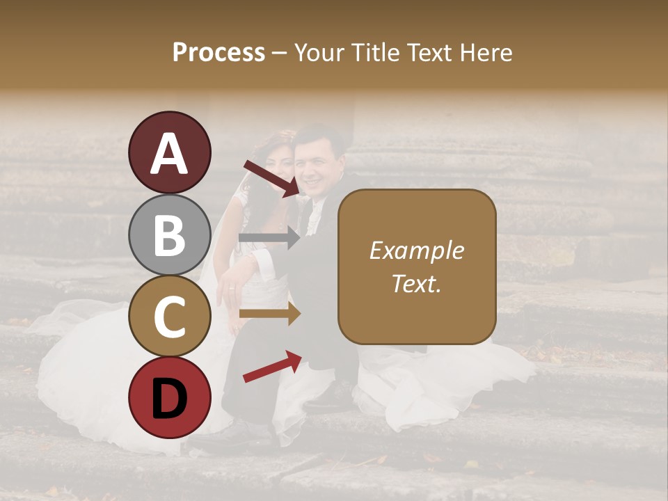 A Newly Married Couple Sitting On Steps In Front Of A Building PowerPoint Template